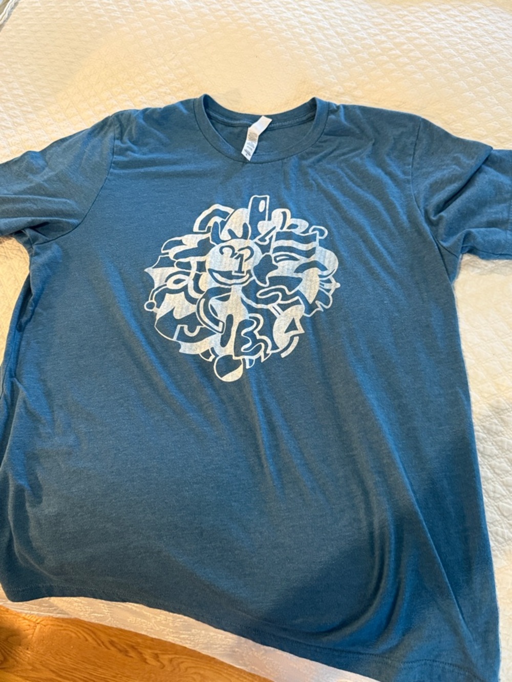 Bella Canvas Blue Crewneck Tee with White Abstract Graphic